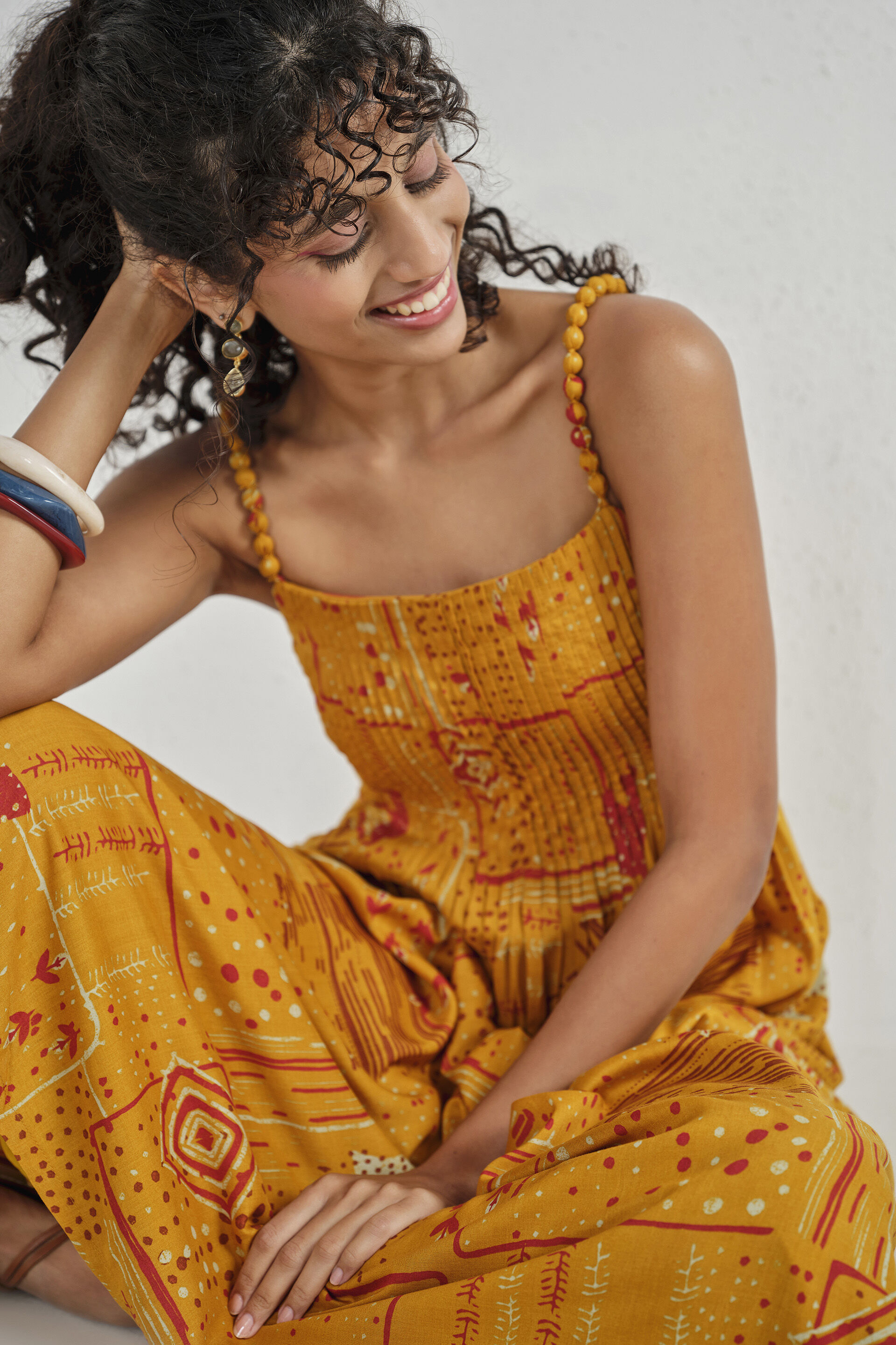 Mustard Meadow Modal Dress, Mustard, image 2